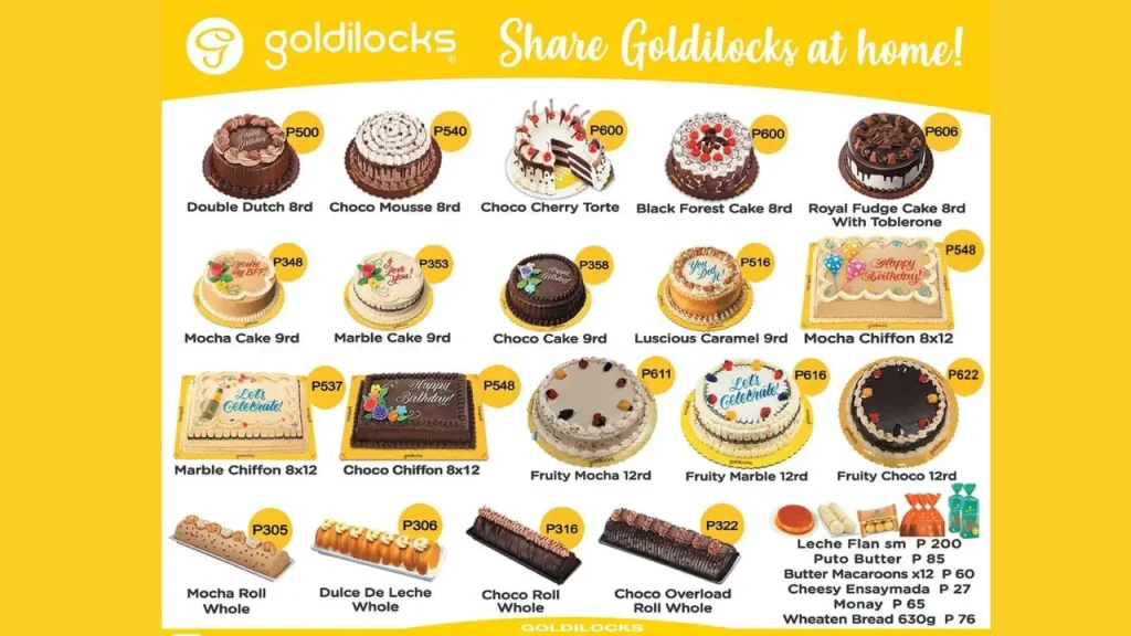 Cake Slice and Mini Treats Goldilocks Menu Prices