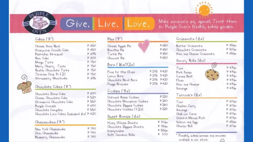 Cookies and Dessert Bars Purple Oven Menu