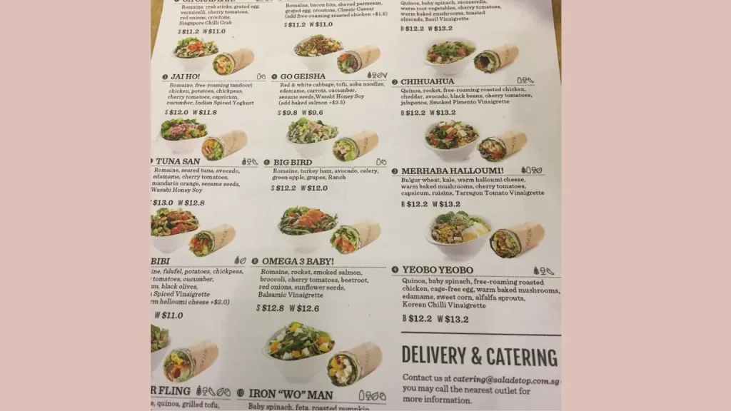 Fresh Wraps SaladStop Menu