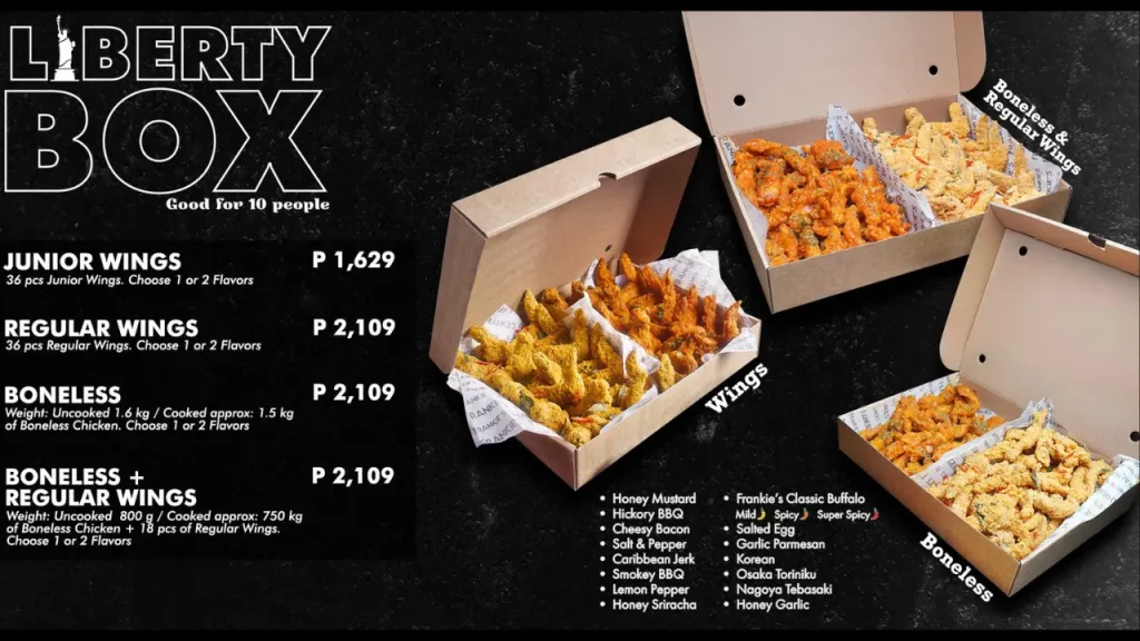 Liberty Boxes Frankies Menu
