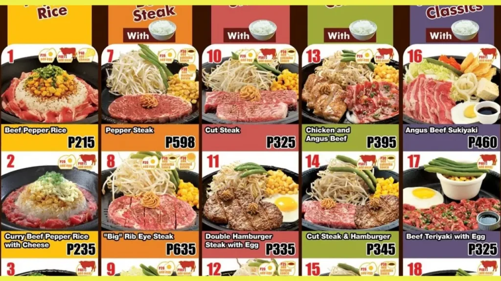 Popular Meat and Combo Meals Pepper Lunch Menu PH