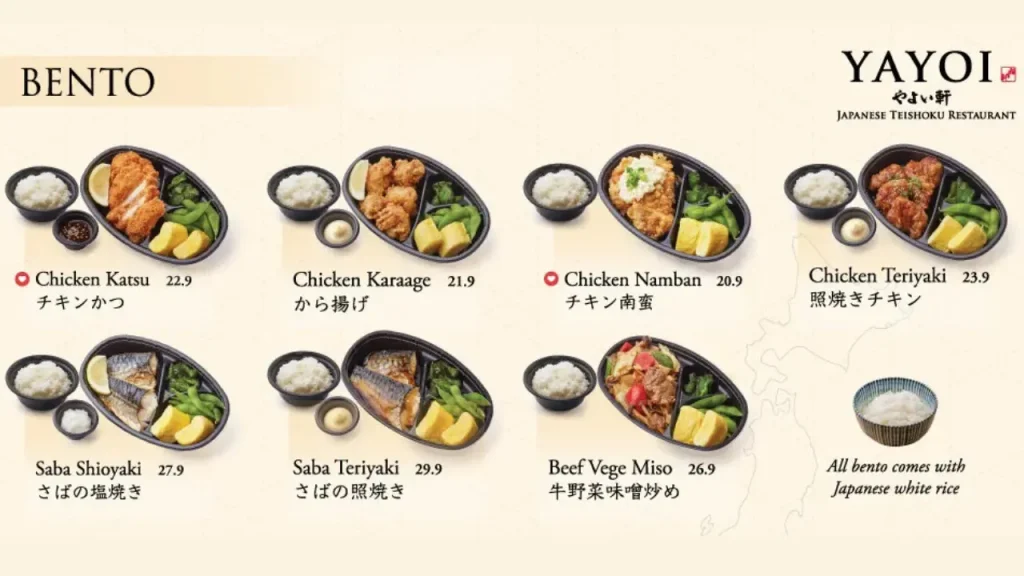 Popular Yayoi Meals Yayoi Menu Price