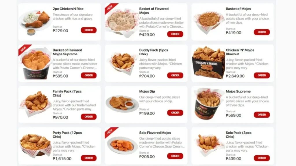Chicken and Mojos shakeys menu prices