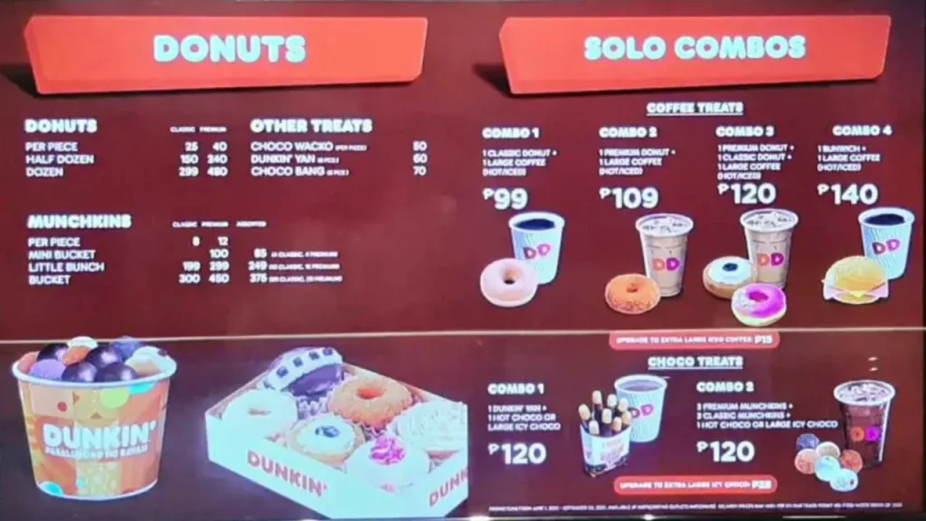 Combo Meals Dunkin’ Donuts Menu Philippines